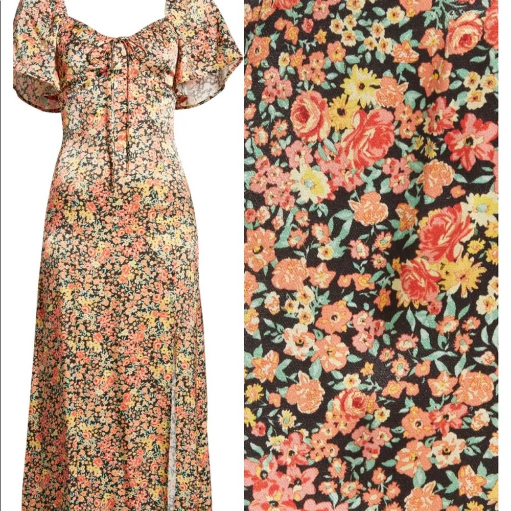 Topshop Satin Floral Dress